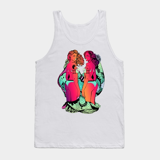 Blue Red Blend Gemini Beauty Tank Top by kenallouis